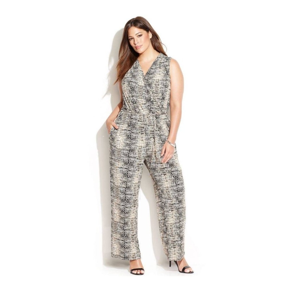 Calvin Klein Women's Sleeveless Print Wide Leg Jumpsuit size XL